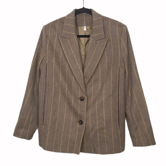 & Other Stories Tan Pinstripe Cape Blazer & Trouser Set Size 4 - Picture 3 of 16